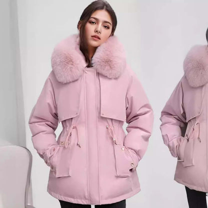 Damen Wintermantel Kunstpelz Kragen Stylish