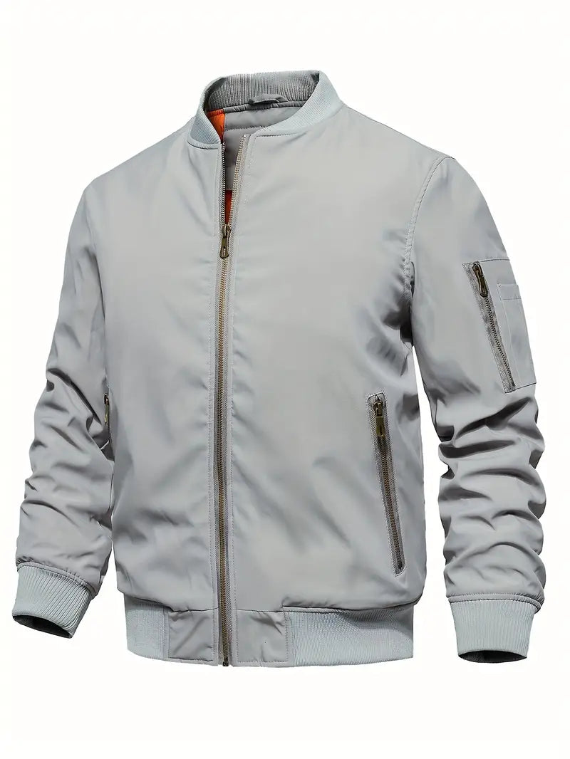 Herren Bomberjacke Elegant Leder Look
