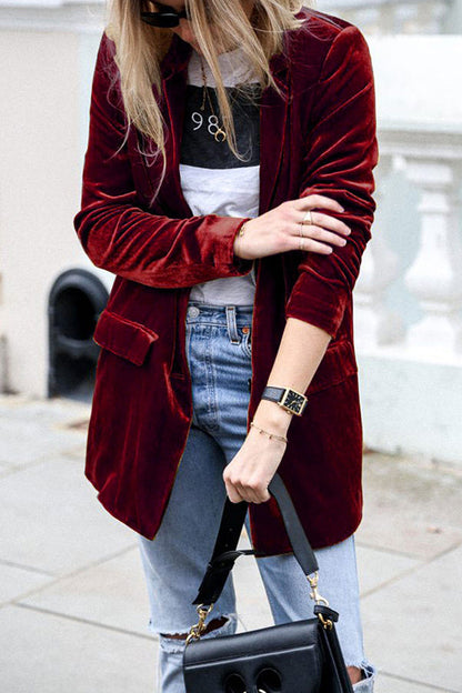 Modischer Samt-Blazer Streetwear Stil