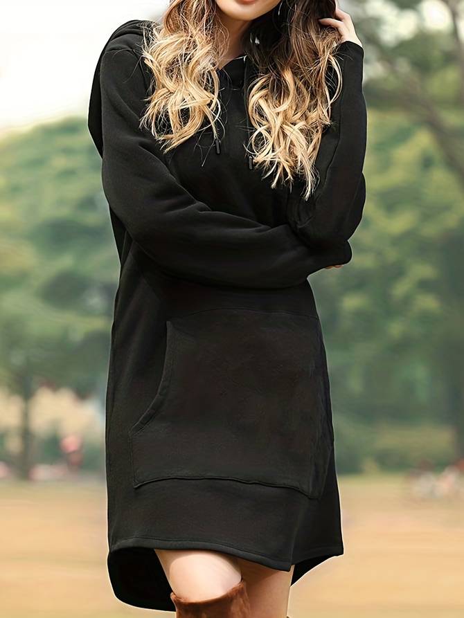 Kuschel Sweatkleid Mit Kapuze Bequem