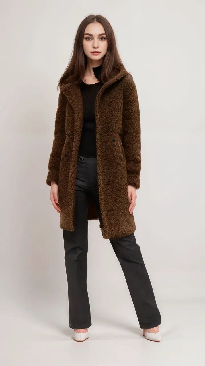 Weiche Teddyjacke Damen Kurzmantel Kuschel