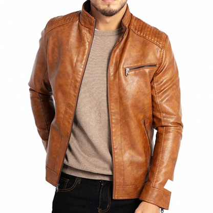 Stylische Lederjacke Herren Elegant - IdealeKleiden