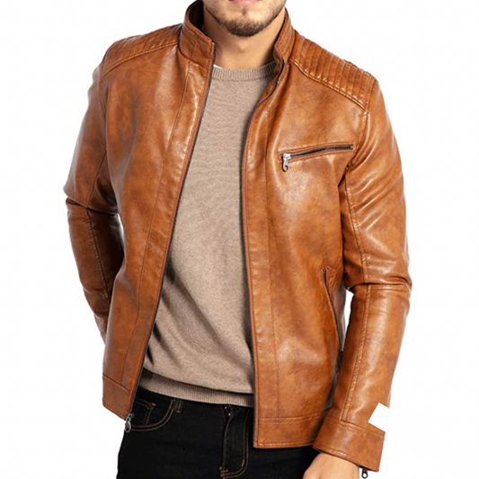 Stylische Lederjacke Herren Elegant - IdealeKleiden