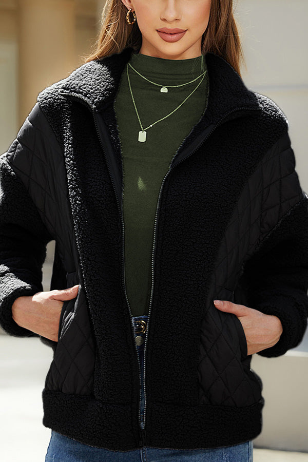 Weiche Damen-Cardigan Plüsch-Jacke Langarm