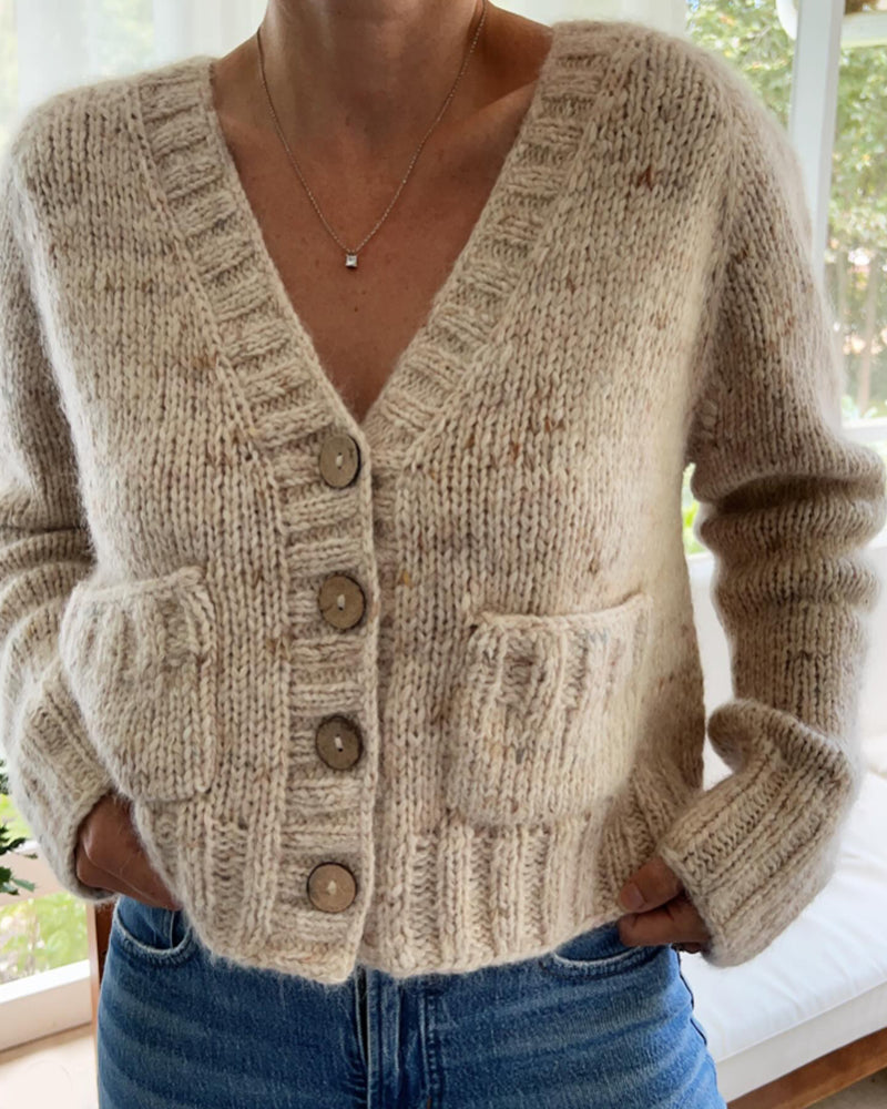 Stylischer Cardigan mit Knöpfen und V-Ausschnitt - IdealeKleiden