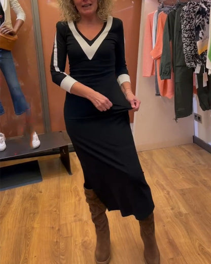 Elegantes Kleid V-Ausschnitt Kurzarm