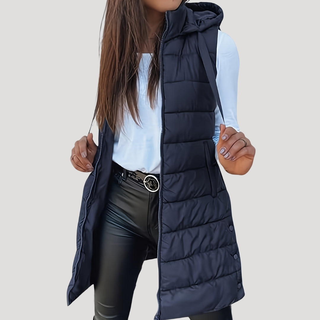 Warme Steppweste Damen Winter Kapuze