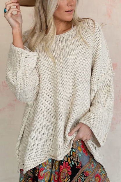 Gemütlicher Oversized Pullover Rundhals Weich - IdealeKleiden