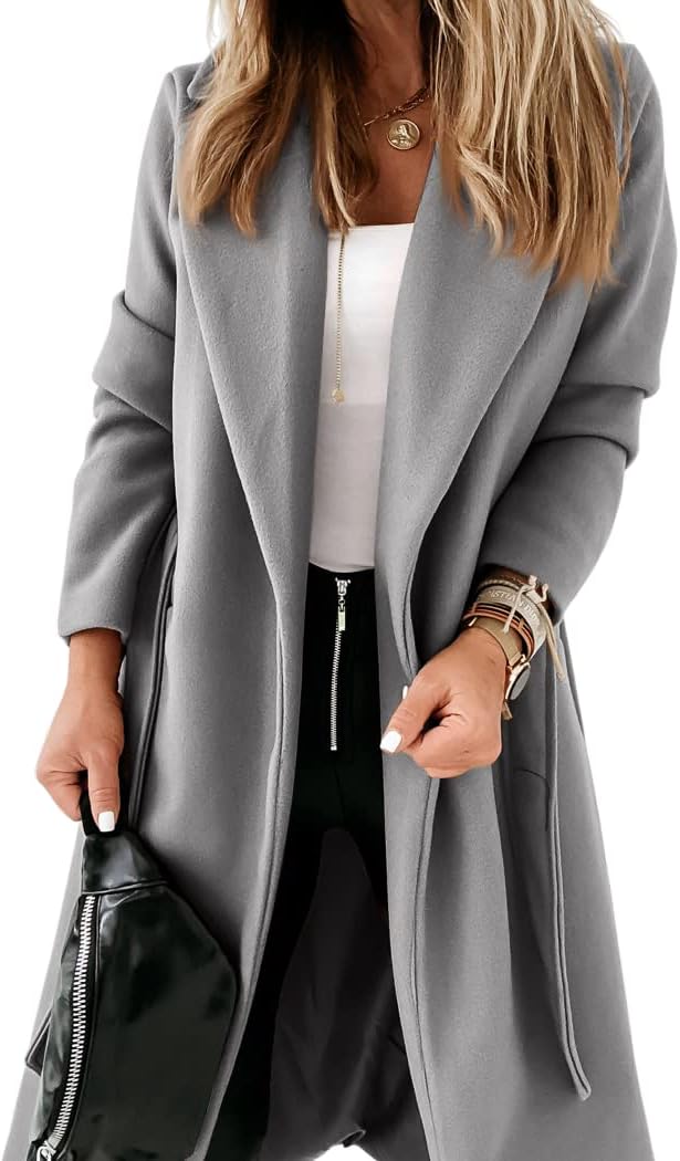 Damen Mantel Elegant Reverskragen Offen