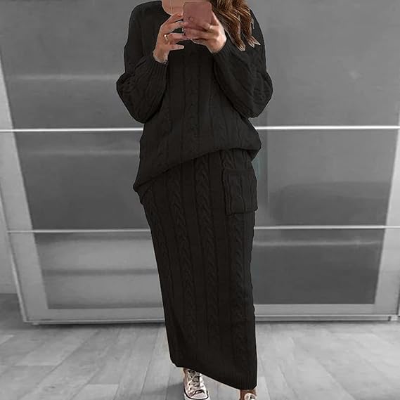 Strickkleid Set Winter Warm Pullover Rock