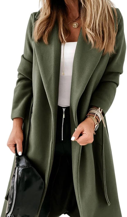 Damen Mantel Elegant Reverskragen Offen
