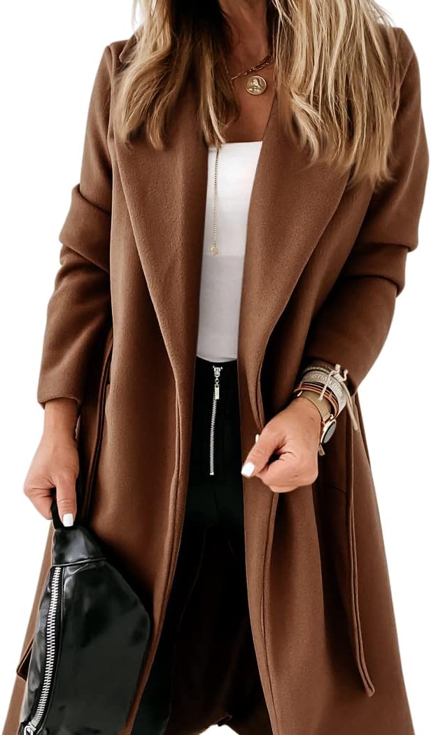 Damen Mantel Elegant Reverskragen Offen