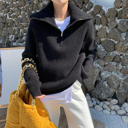 Herbstlich Warme Strickjacke mit Reißverschluss
