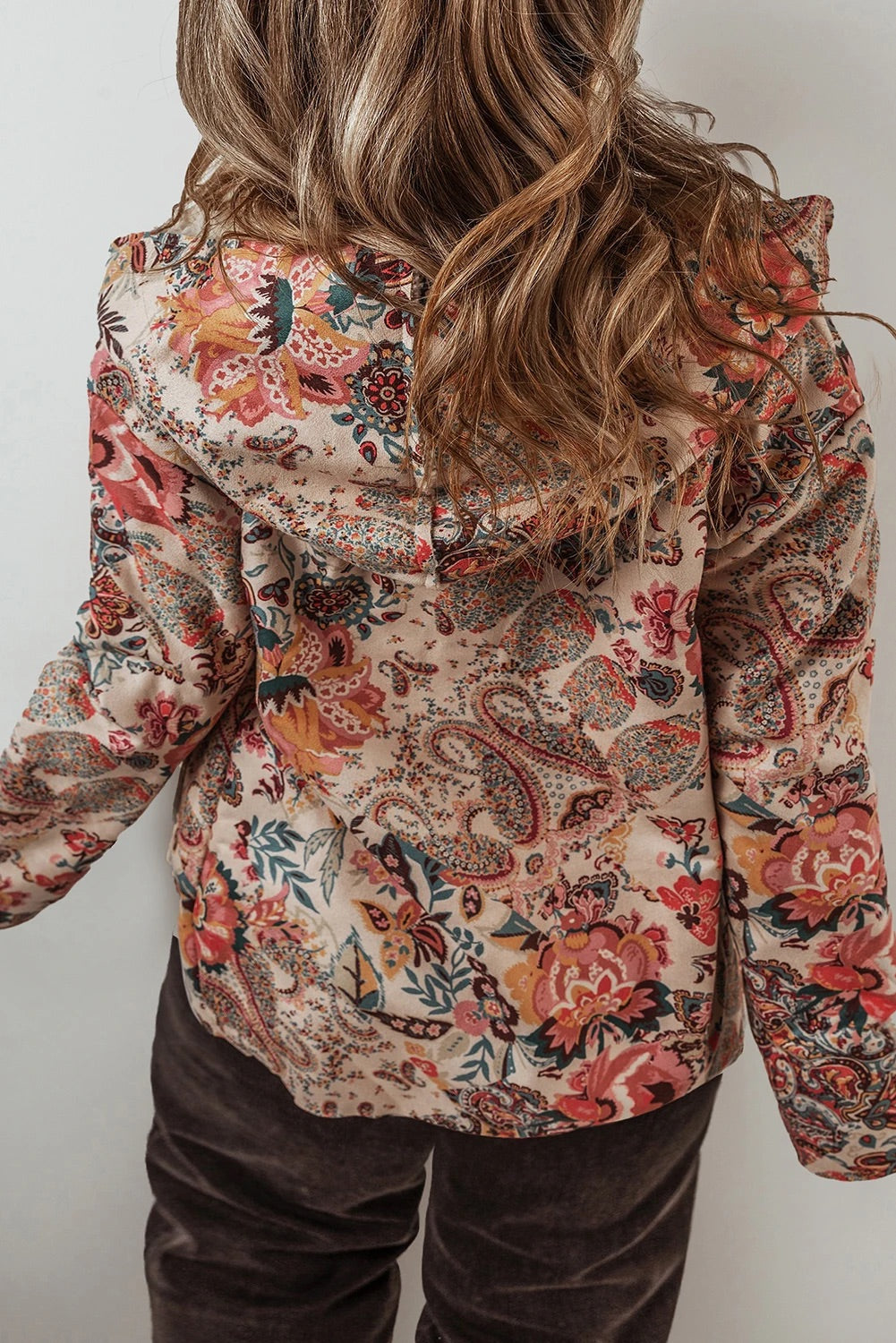 Stylische Kapuzenjacke Paisley Muster Weich Fleece - IdealeKleiden