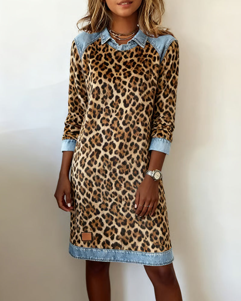 Elegantes Kleid Leopardenmuster Damen