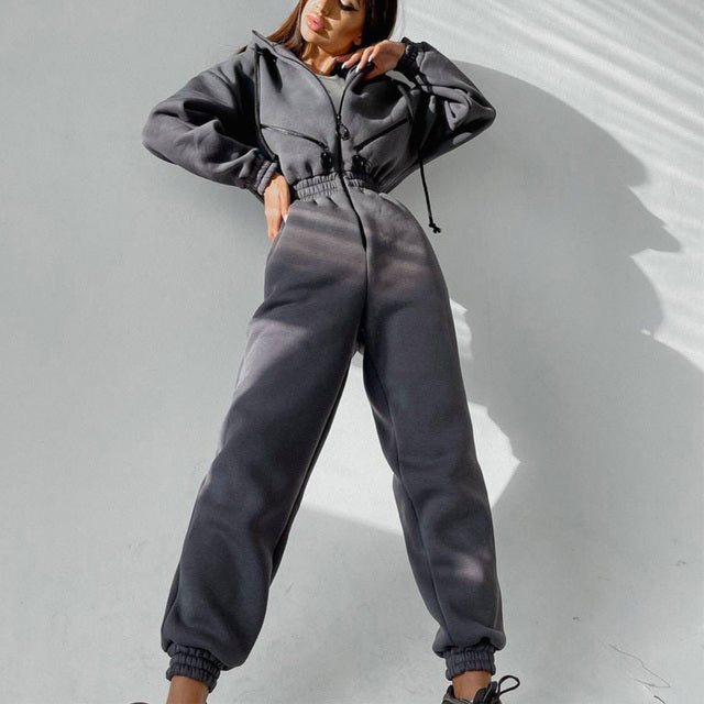 Praktisches Zweiteiler Set Hoodie für Damen Alltag