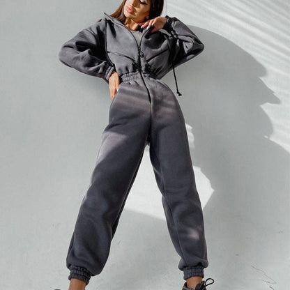 Praktisches Zweiteiler Set Hoodie für Damen Alltag