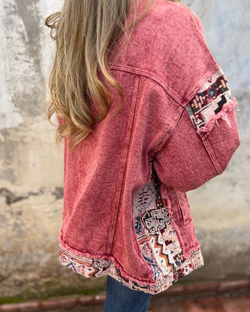 Modische Denim Jacke Patchwork Style - IdealeKleiden