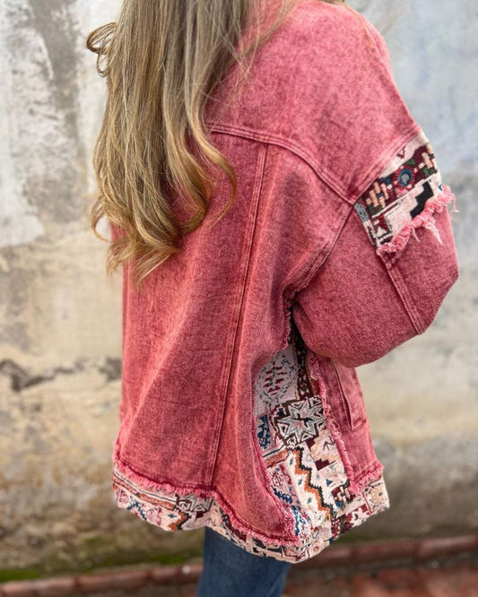 Modische Denim Jacke Patchwork Style - IdealeKleiden