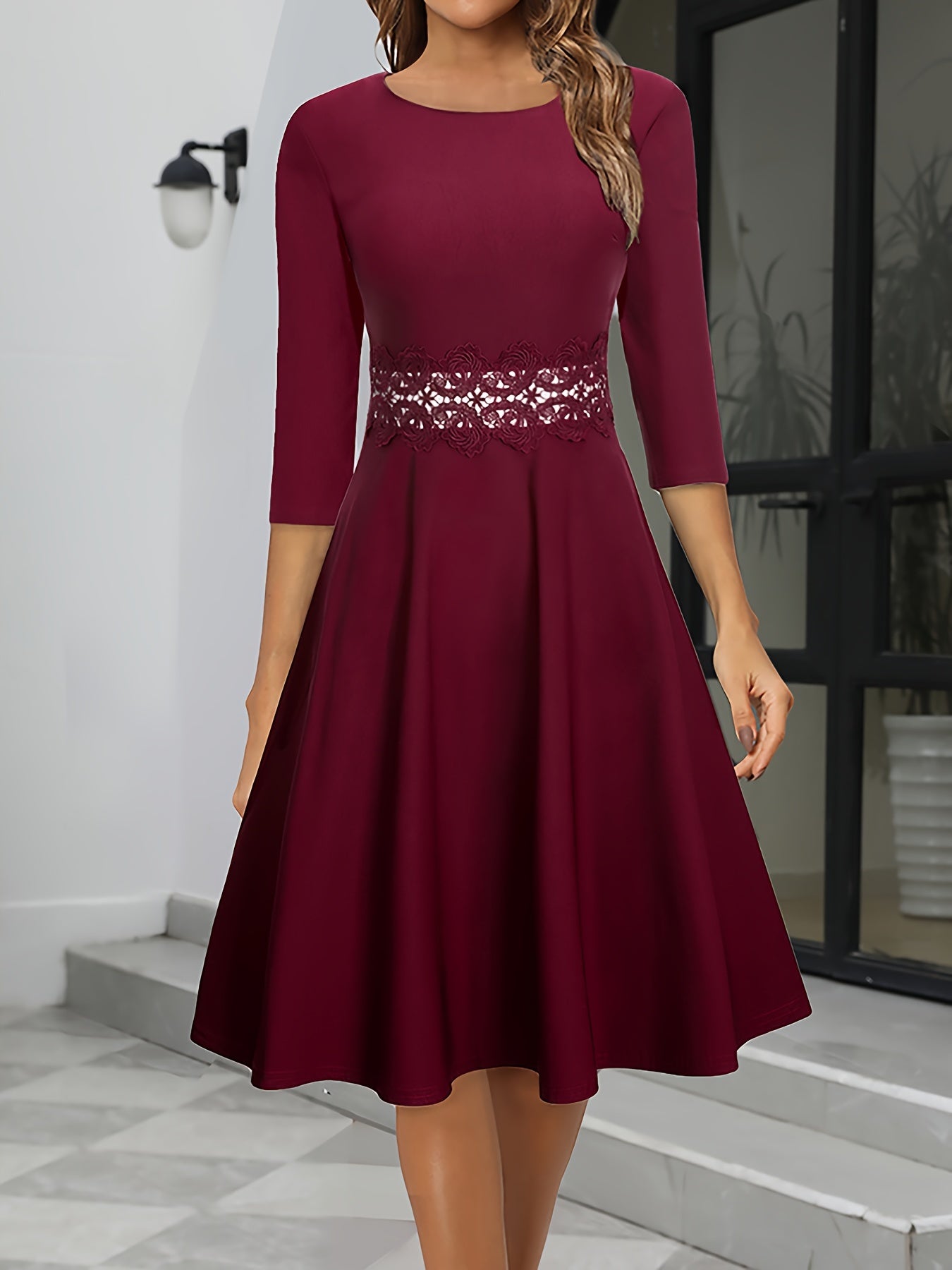 Elegantes Damenkleid Mittellang Party - IdealeKleiden