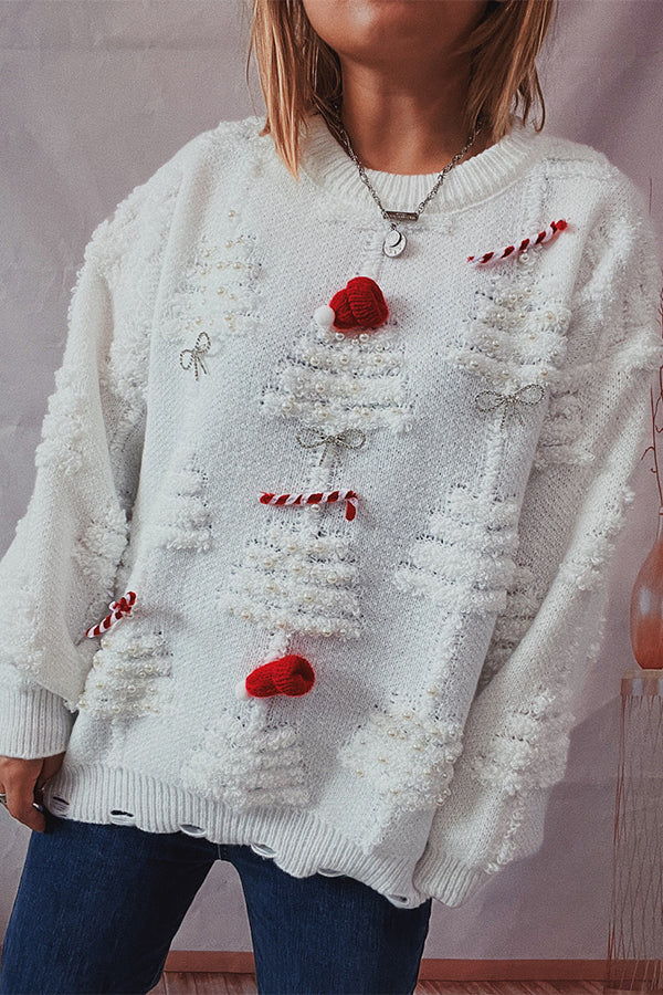 Weihnachtspullover Festlich Gestrickt Rundhals Langarm