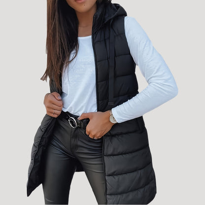 Warme Steppweste Damen Winter Kapuze
