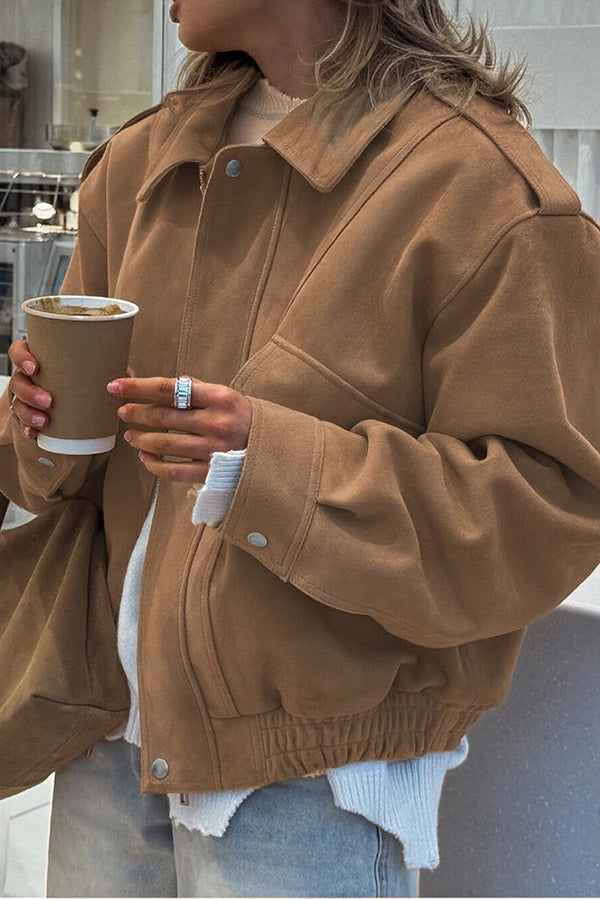 Bequeme Casual-Jacke mit Reißverschluss und Langärmlig - IdealeKleiden