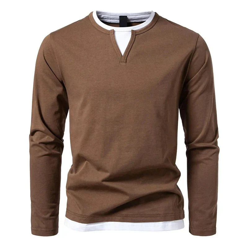 Herren Langarmshirt Modern Henley Style
