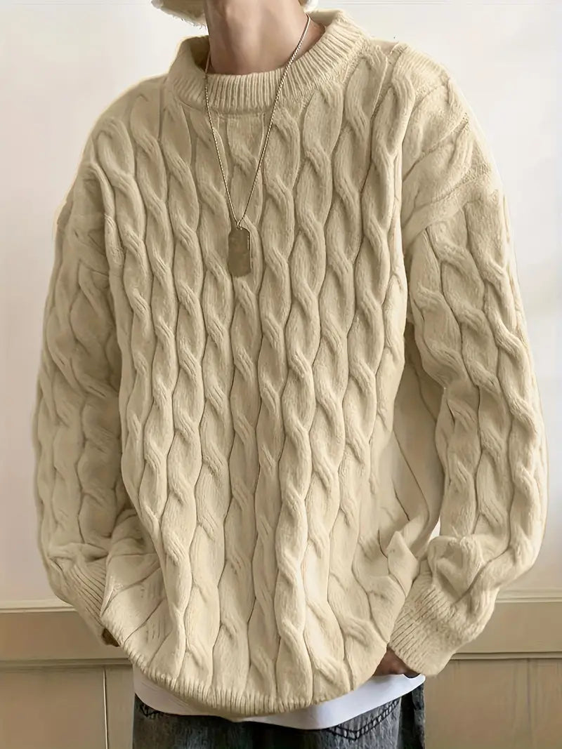 Lässiger Langarm-Pullover Rundhals Casual