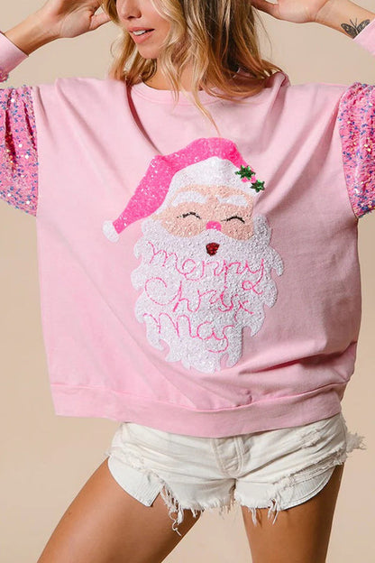 Weihnachtssweatshirt Lässig Glitzer Rundhals