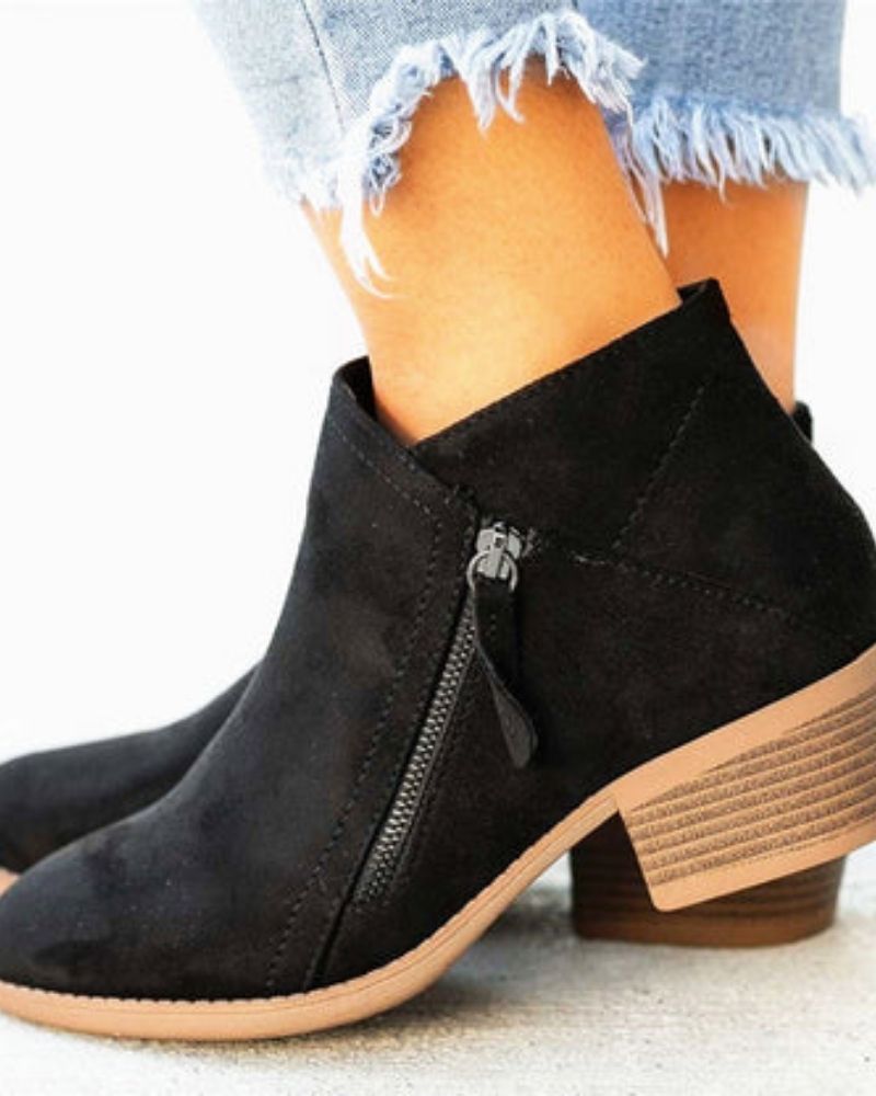 Stylische Stiefel | Wilde Lederstiefel Hoch Hacken
