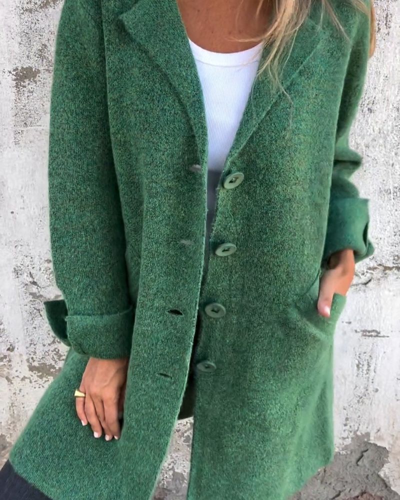 Lässiger Wintermantel Lang Revers Style - IdealeKleiden