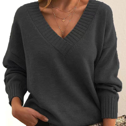 Modischer V-Ausschnitt Sweater Frauen