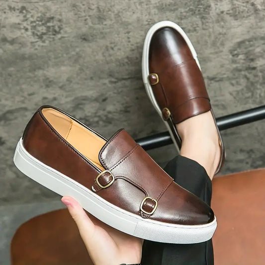 Elegante Herren Loafer Schuhe Doppelriemen - IdealeKleiden