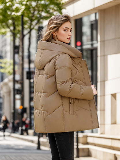 Stylischer Daunenparka Warm Wintermantel mit Kapuze