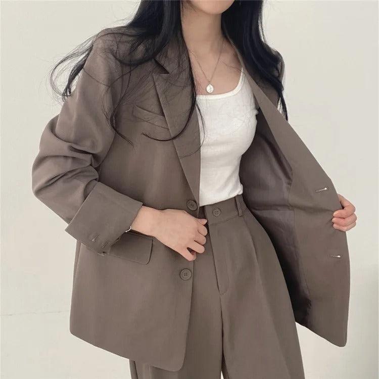 Damen Business Anzug-Set Langblazer Elegant Modern