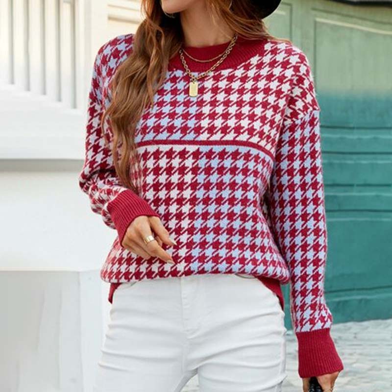 Modischer Strickpullover Geometrisch Trendy