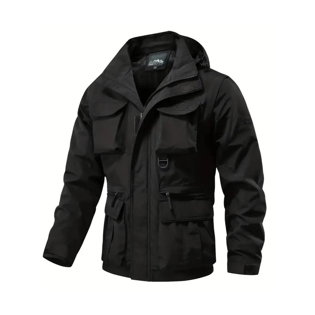 Herren Regenjacke Wasserdicht mit Abnehmbarer Kapuze