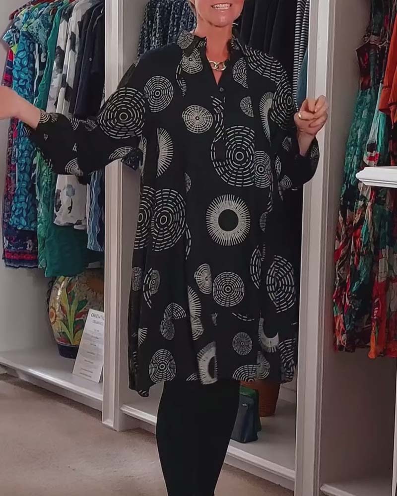 Stilvolles Kleid Geometrische Muster Damen - IdealeKleiden