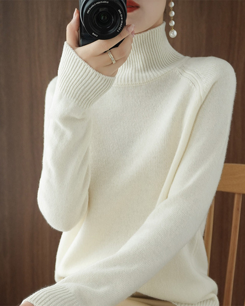 Eleganter Einfarbiger Pullover Langarm