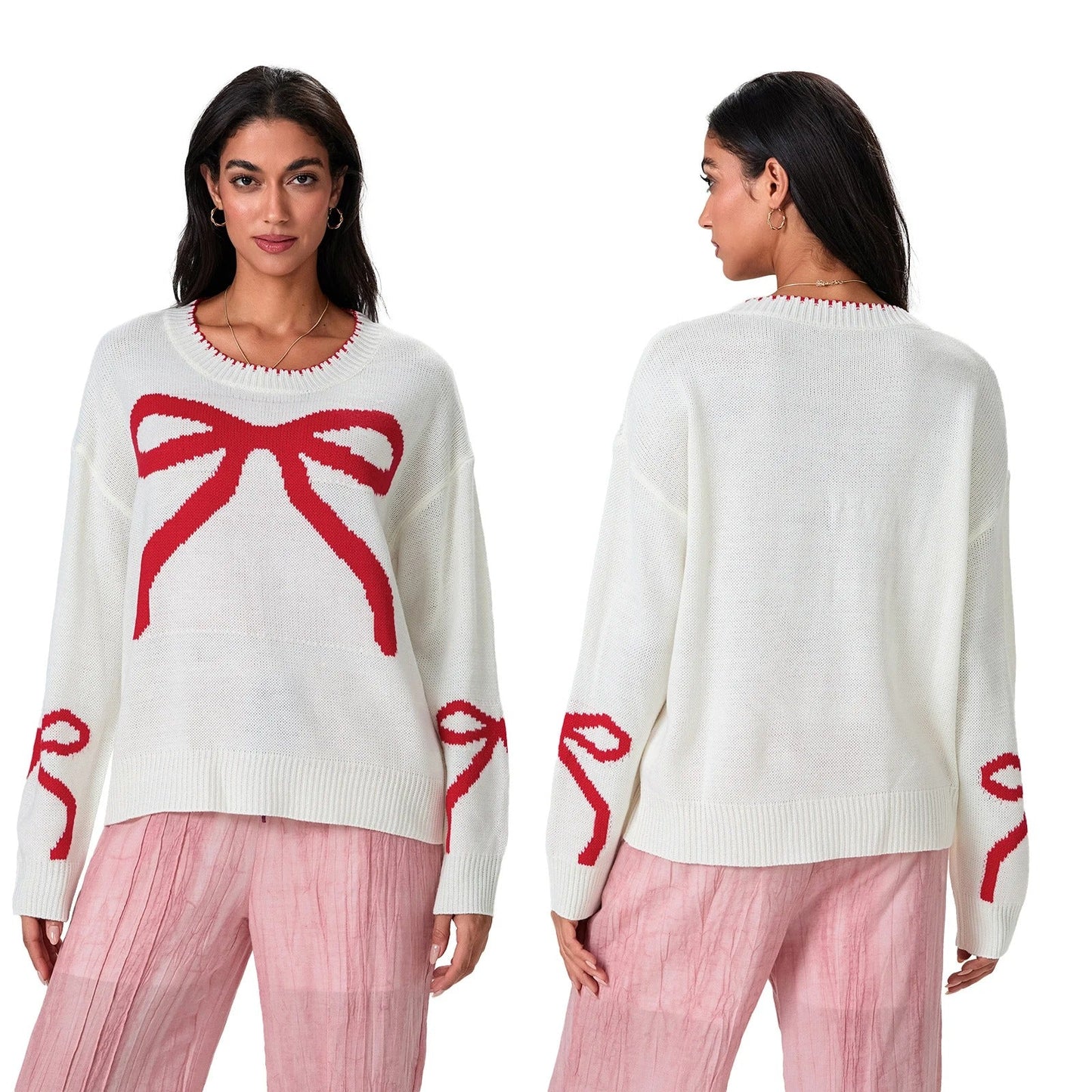 Eleganter Strickpullover mit Schleifendetail