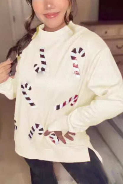 Weihnachten Sweatshirt Rundhals Glitzer Effekt