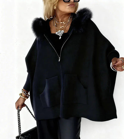 Stylish Kapuzenjacke Pelzverbrämung Elegance
