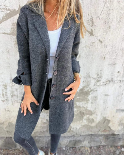 Langer Wintermantel Modern mit Revers
