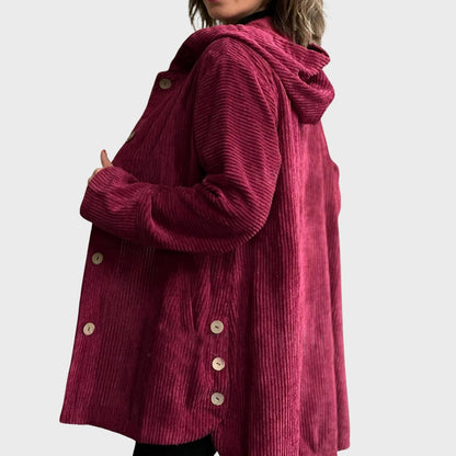 Kordjacke Damen Kapuze Bequem - IdealeKleiden