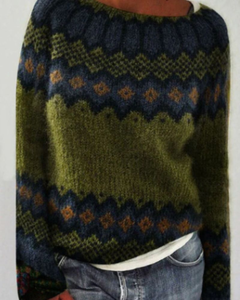 Stylischer Pullover Geometrisches Design - IdealeKleiden