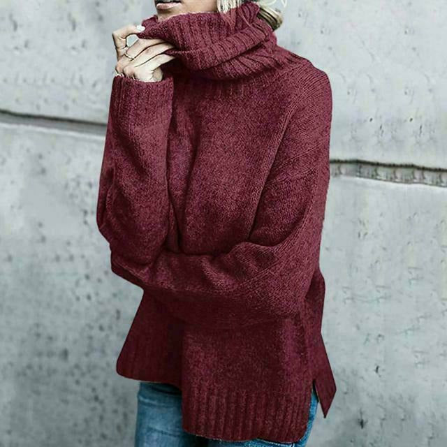 Warmes Strickkleid Rollkragen Design