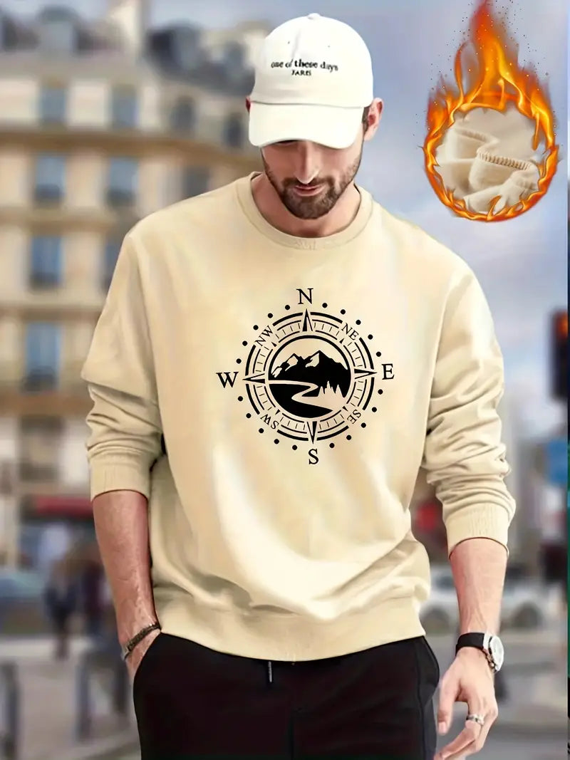 Herren Pullover Kompass Muster Trendy - IdealeKleiden