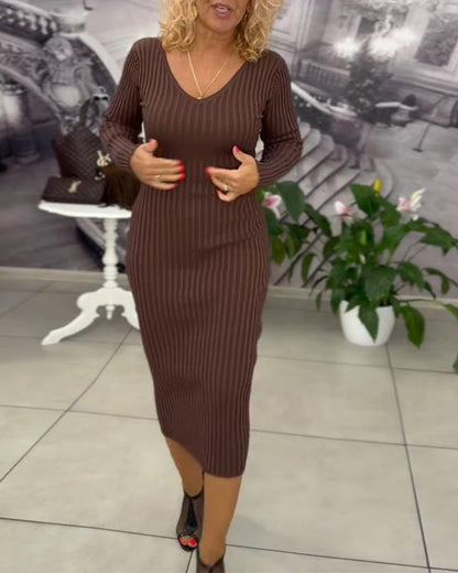 Elegante Kleid Damen Schnitt V-Ausschnitt