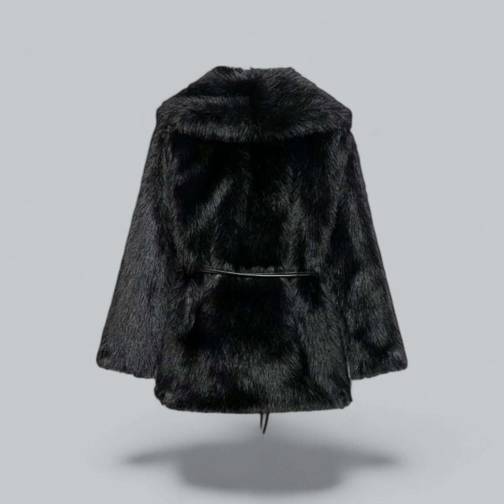 Elegante Damenkleidung | Kunstfell Gürtel Lang Mantel - IdealeKleiden